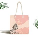 Soyut Tarzda Pastel Çiçek Figürlü Dijital Baskılı Kumaş Plaj Çantası Realhomes