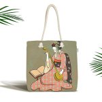 - Canta-5882 - Realhomes Geleneksel Japon Kadın Figürü Dijital Baskılı Özel Tasarım Kumaş Plaj Çantası Realhomes