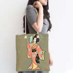 - Canta-5884-1 - Realhomes Geleneksel Japon Kadın Figürü Dijital Baskılı Özel Tasarım Kumaş Plaj Çantası Realhomes