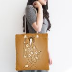 - Canta-5887-1 - Realhomes Geleneksel Japon Kadın Figürü Dijital Baskılı Özel Tasarım Kumaş Plaj Çantası Realhomes