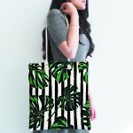 - Canta-6106-1 - Realhomes Realhomes Sütun Çizgiler Üzerinde Palmiye Baskılı Kumaş Plaj Çantası Realhomes