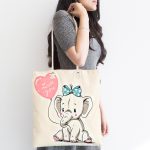 Sevimli Bebek Fil Çocuk Odası Dijital Baskılı Kumaş Plaj Çantası Realhomes