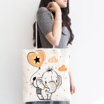 - Canta-6467-1 - Realhomes Sevimli Bebek Fil Çocuk Odası Dijital Baskılı Kumaş Plaj Çantası Realhomes