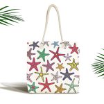 - Canta-6477 - Realhomes Rengarenk Deniz Yıldızları Desenli Dijital Baskılı Kumaş Plaj Çantası Realhomes