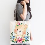 - Canta-6588-1 - Realhomes Sevimli Bebek Ayıcık Çocuk Odası Dijital Baskılı Kumaş Plaj Çantası Realhomes