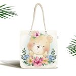- Canta-6588 - Realhomes Sevimli Bebek Ayıcık Çocuk Odası Dijital Baskılı Kumaş Plaj Çantası Realhomes