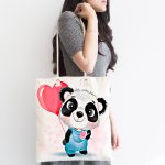 - Canta-6607-1 - Realhomes Sevimli Bebek Panda Çocuk Odası Dijital Baskılı Kumaş Plaj Çantası Realhomes