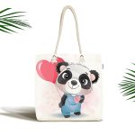 - Canta-6607 - Realhomes Sevimli Bebek Panda Çocuk Odası Dijital Baskılı Kumaş Plaj Çantası Realhomes