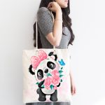 - Canta-6608-1 - Realhomes Sevimli Yavru Panda Çocuk Odası Dijital Baskılı Kumaş Plaj Çantası Realhomes