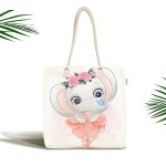 Sevimli Bebek Balerin Fil Çocuk Odası Dijital Baskılı Kumaş Plaj Çantası Realhomes