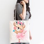 Sevimli Bebek Balerin Çocuk Odası Dijital Baskılı Kumaş Plaj Çantası Realhomes