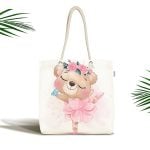 Sevimli Bebek Balerin Çocuk Odası Dijital Baskılı Kumaş Plaj Çantası Realhomes