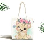 - Canta-6612 - Realhomes Sevimli Bebek Aslan Çocuk Odası Dijital Baskılı Kumaş Plaj Çantası Realhomes