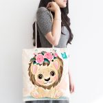 - Canta-6613-1 - Realhomes Sevimli Yavru Aslan Çocuk Odası Dijital Baskılı Kumaş Plaj Çantası Realhomes