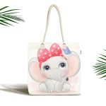 Sevimli Bebek Fil Çocuk Odası Dijital Baskılı Kumaş Plaj Çantası Realhomes