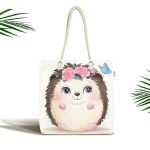 - Canta-6617 - Realhomes Sevimli Bebek Kirpi Çocuk Odası Dijital Baskılı Kumaş Plaj Çantası Realhomes