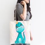 - Canta-6620-1 - Realhomes Sevimli Yavru Dinozor Çocuk Odası Dijital Baskılı Kumaş Plaj Çantası Realhomes