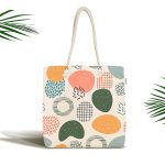 - Canta-7019 - Realhomes Ekru Zeminde Geometrik Zeminler Dijital Baskılı Kumaş Plaj Çantası Realhomes