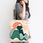 - Canta-7032-1 - Realhomes Renkli Dağ Desenli Dijital Baskılı Kumaş Plaj Çantası Realhomes