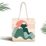 - Canta-7032 - Realhomes Renkli Dağ Desenli Dijital Baskılı Kumaş Plaj Çantası Realhomes