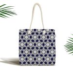 Beyaz Zeminli Soft Renkli Yapraklı Dijital Baskılı Kumaş Plaj Çantası Realhomes