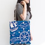 Mavi Beyaz Zeminli Deniz Yıldızı Desenli Dijital Baskılı Kumaş Plaj Çantası Realhomes