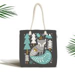 - Canta-7241 - Realhomes Renkli Zeminde Onedraw Çizimli Yılbaşı Temalı Dijital Baskılı Kumaş Plaj Çantası Realhomes