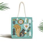 - Canta-7243 - Realhomes Renkli Zeminde Sincap Desenli Dijital Baskılı Kumaş Plaj Çantası Realhomes