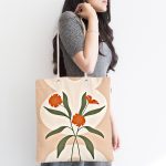 Soft Rengarenk Onedraw Çizimli Çiçek Desenli Dijital Baskılı Kumaş Plaj Çantası Realhomes