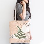 Pastel Renkli Yaprak Motifli Dijital Baskılı Kumaş Plaj Çantası Realhomes