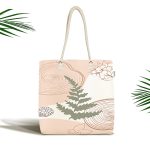 Pastel Renkli Yaprak Motifli Dijital Baskılı Kumaş Plaj Çantası Realhomes