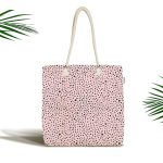 Renkli Zemin Üzerinde Siyah Puantiye Desenli Dijital Baskılı Kumaş Plaj Çantası Realhomes