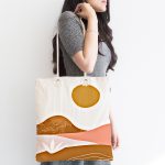 - Canta-7360-1 - Realhomes Pastel Renkli Zemin Üzerinde Onedraw Çizimli Dijital Baskılı Kumaş Plaj Çantası Realhomes