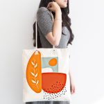 - Canta-7379-1 - Realhomes Beyaz Zemin Üzerinde Onedraw Çizim Dijital Baskılı Kumaş Plaj Çantası Realhomes