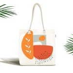 - Canta-7379 - Realhomes Beyaz Zemin Üzerinde Onedraw Çizim Dijital Baskılı Kumaş Plaj Çantası Realhomes