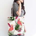 - Print - Realhomes Flamingo Desen Dijital Baskılı Kumaş Plaj Çantası Realhomes