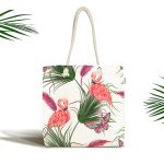- Print - Realhomes Flamingo Desen Dijital Baskılı Kumaş Plaj Çantası Realhomes