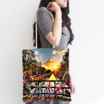 - Canta-742-1 - Realhomes Manzara Desenli Dijital Baskılı Kumaş Plaj Çantası Realhomes