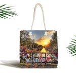 - Canta-742 - Realhomes Manzara Desenli Dijital Baskılı Kumaş Plaj Çantası Realhomes