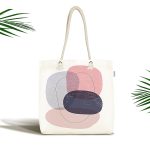 - Canta-7436 - Realhomes Beyaz Zeminde Renkli Oval Desenli Dijital Baskılı Kumaş Plaj Çantası Realhomes