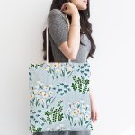 - Canta-7439-1 - Realhomes Rengarenk Zeminde Onedraw Çizimli Çiçek Desenli Dijital Baskılı Kumaş Plaj Çantası Realhomes