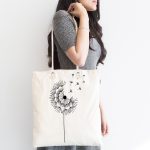 - Canta-7468-1 - Realhomes Beyaz Zeminde Onedraw Çizimli Çiçek Dijital Baskılı Kumaş Plaj Çantası Realhomes