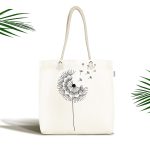 - Canta-7468 - Realhomes Beyaz Zeminde Onedraw Çizimli Çiçek Dijital Baskılı Kumaş Plaj Çantası Realhomes