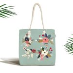 Rengarenk Zeminli Rengarenk Çiçek Desenli Dijital Baskılı Kumaş Plaj Çantası Realhomes