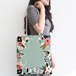 Rengarenk Zeminli Rengarenk Çiçek Desenli Dijital Baskılı Kumaş Plaj Çantası Realhomes