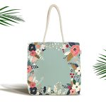 Rengarenk Zeminli Rengarenk Çiçek Desenli Dijital Baskılı Kumaş Plaj Çantası Realhomes