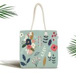 Rengarenk Zeminli Rengarenk Çiçek Desenli Dijital Baskılı Kumaş Plaj Çantası Realhomes