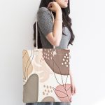 - Canta-7564-1 - Realhomes Beyaz Zemin Üzerinde Pastel Renkli Yaprak Desenli Dijital Baskılı Kumaş Plaj Çantası Realhomes