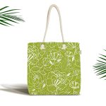 Rengarenk Zemin Üzerinde Onedraw Çizimli Çiçek Desenli Dijital Baskılı Kumaş Plaj Çantası Realhomes