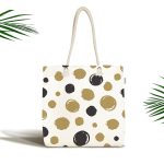 - Canta-7660 - Realhomes Beyaz Zemin Üzerinde Renkli Geometrik Desenli Dijital Baskılı Kumaş Plaj Çantası Realhomes